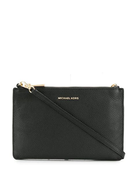 michael kors large double pouch crossbody - black|black crossbody purse.